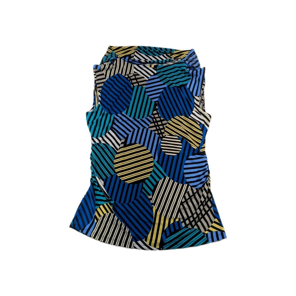 Style & Co Scoop Neck Geometrical Theme Stretch Embellished Sleeveless Top M